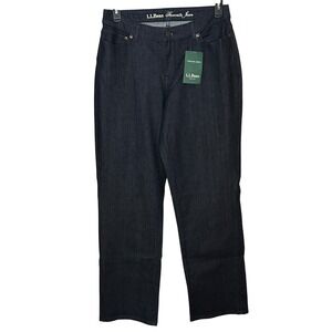 L.L. Bean Favorite Fit Curvy Jeans Blue Dark Wash Denim Bootcut Womens 10 MT NWT